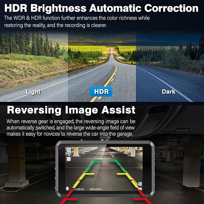2K Dual Dash Camera for Cars, Free 64G SD Card, FHD 2K+1080P Dash Cam Front and Rear, 3.2'' IPS Screen, 176° Wide Angle Dashcam, 24H Parking Monitor, G-Sensor, Loop Recording, Night Vision, WDR