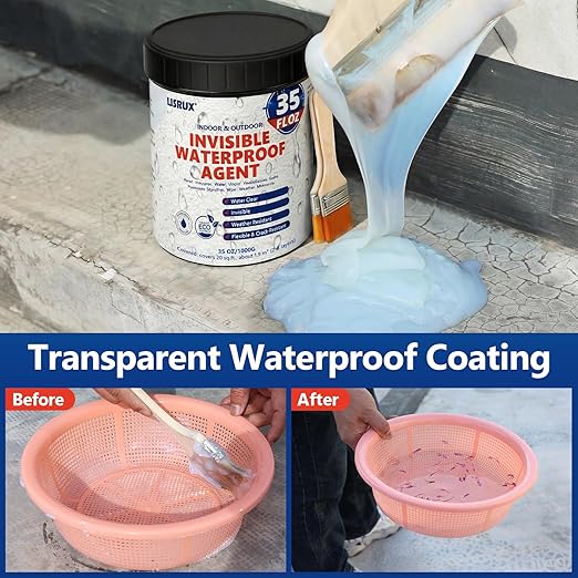 Transparent Waterproof Sealant, 35 Oz Transparent Waterproof Coating for Roof Repair, Walls, Window, Bathroom, Kitchen, Water-Based Clear Sealant, Indoor & Outdoor Invisible Waterproof Agent