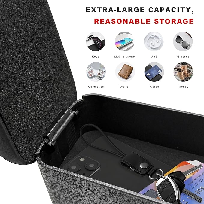 Car Armrest Storage Box with Cup Holder, Adjustable Leather Auto Seat Gap Filler Armrest Extender Pad, Liftable Forearm Wrist Support Center Console Storage Case for SUV Truck (Black)