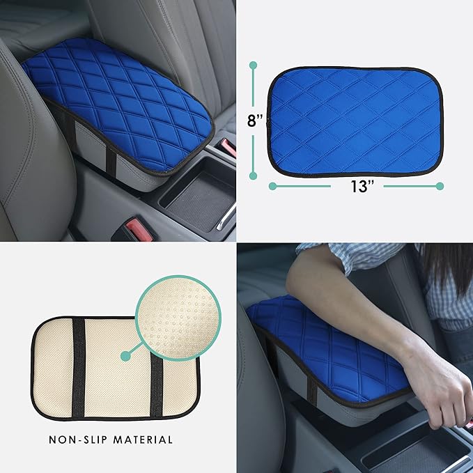 FH Group Neosupreme Blue Diamond Pattern Center Console Pad – Water-Resistant Armrest Cover Protector for Cars, SUVs & Trucks