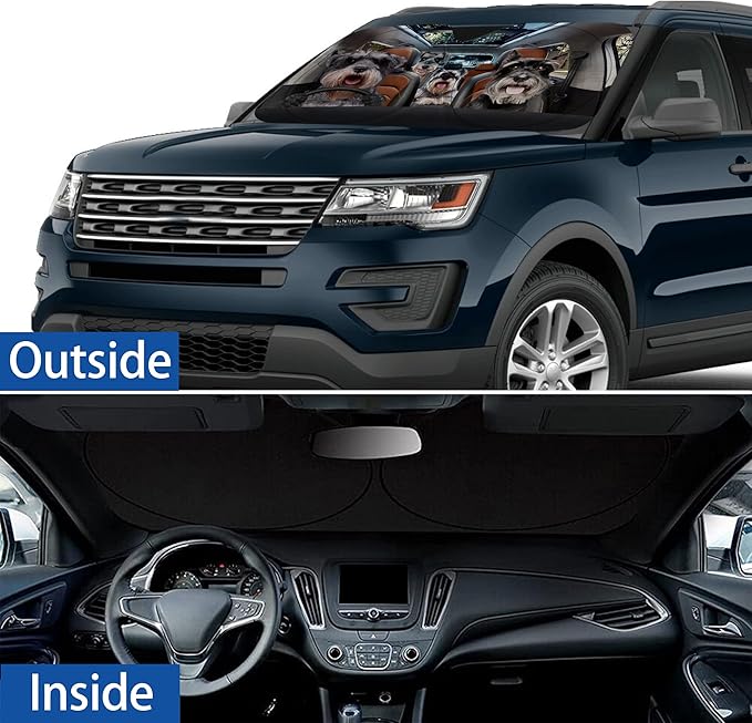 Schnauzer Dog Windshield Sunshade for Car SUV Truck Foldable Uv Ray Reflector Front Window Sun Shade Visor Shield Cover -59" X 31"