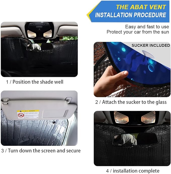 xigua Jellyfish Car Windshield Sunshade Foldable Front Window Sun Visor Protector for Car,SUV,Truck - Keep Vehicle Cool,55 x 27.6 Inch