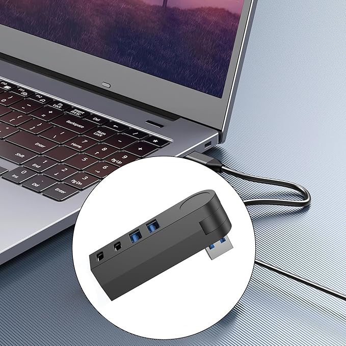 4 in 1 USB3.0 Hub 270 Degree Rotatable Port USB Splitter Power Adapter Multiple Expander USB3.0 for Rotating USB