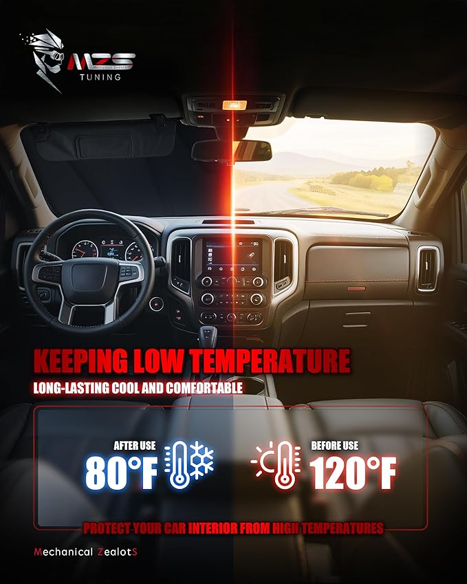 MZS Windshield Sun Shade Compatible with GLE 350 450 580 SUV 2020-2026 / GLS 2020-2026, Foldable Front Window Sunshade with Storage Pouch, Sun Visor Shield for Interior Protector