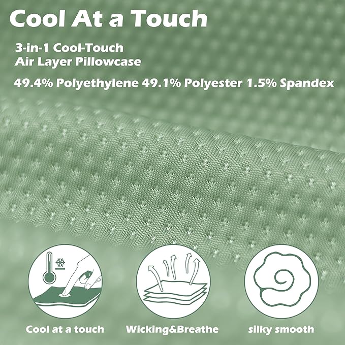 Cooling Camping Pillow, Memory Foam Travel Pillow with Adjustable Buckle Strap & Storage Bag, Compact Small Pillow for Airplane, Car Lumbar, Office, Washable Cooling Cover, Canopy Green