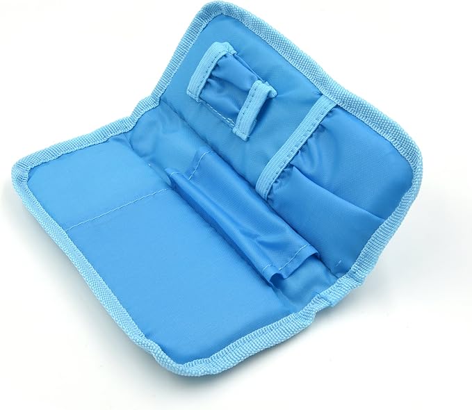 Goldwheat Insulin Cooler Travel Case Diabetic Medication Organizer Medical Cooler Bag with 2 Ice Pack Waterproof and Insulation Liner, Light Blue