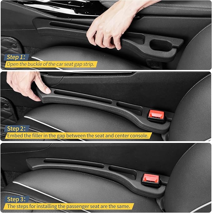 Car Seat Seam Filler 2-Piece Set, Car Seat Seam Plugs for Filling the Gap Between the seat and Console, Car Seat Seam Blocker to Prevent Items from Falling Out Added Storage Organizer