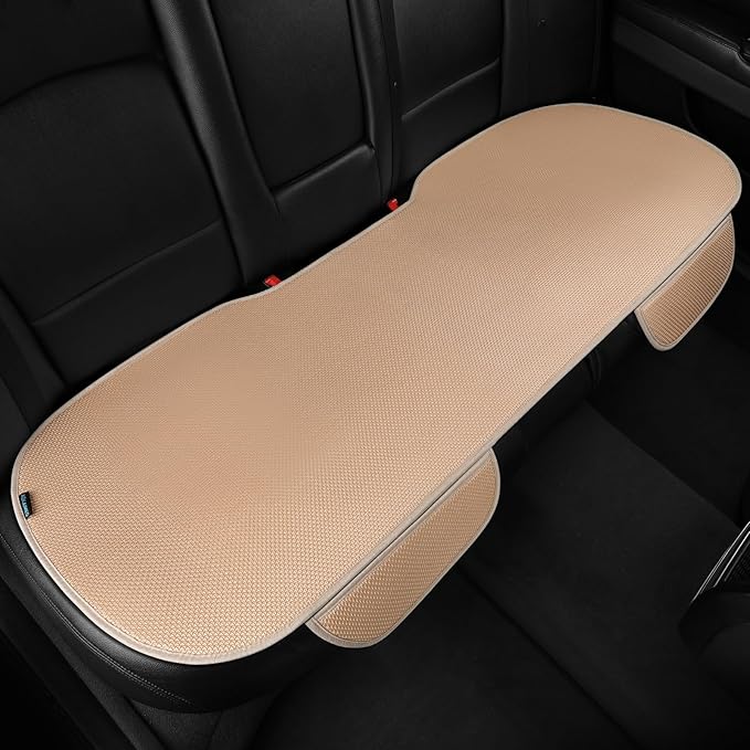 All Season Rear Bench Car Seat Covers Khaki - Breathable Car Seat Protectors with Anti Slip Bottom - Durable Auto Seat Cushions Universal Fit for Vehicles Cars SUV Trucks Size M