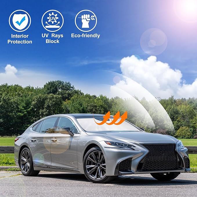 Windshield Sun Shade Custom Fit for 2014-2020 Le xus is Sedan (NOT for Le xus RX, ES) Accessories Foldable Sunshade Sun Blocker Protect Car from Sun Rays & Heat Damage Keep Car Cooler