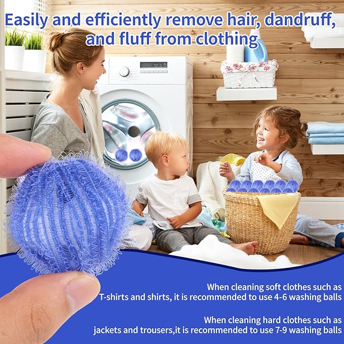Pet Hair Remover for Laundry(24 PCS) - Washing Machine Hair Collector & Pet Hair Removal Tool, Cat Dog Hair Collector for Washer, Reusable Lint Trap for Front Load & Top Load Washers (Blue) (24)