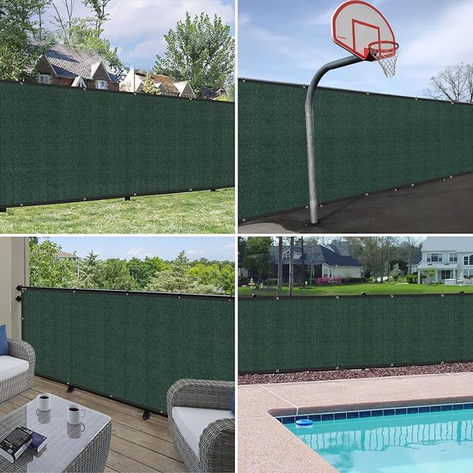 Windscreen4less Privacy Fence Screen Heavy Duty Windscreen Fencing Mesh Fabric Shade Net Cover for Outdoor Wall Garden Yard Pool Deck, 8'x290' Green