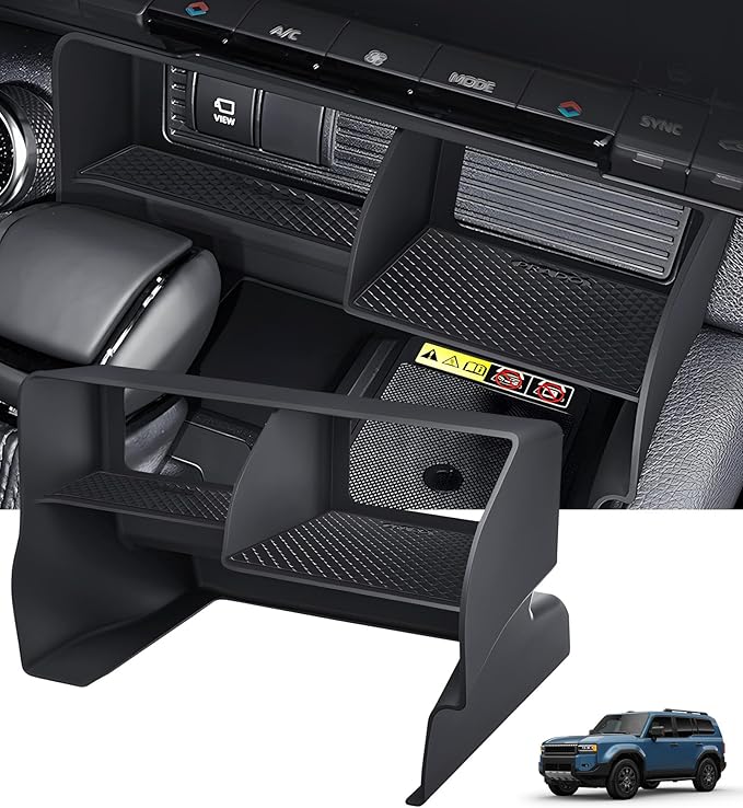 Center Console Organizer for Toyota Land Cruiser Prado 250 2026 2025 2024, Interior Accessories Storage Box Insert Tray for 2024-2026 Land Cruiser, Black