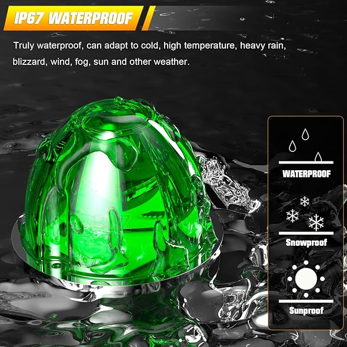 BJZ 4Pcs Green Watermelon LED Strobe+Constant Marker Lights Dual Function Watermelon-Shaped Side Marker Clearance Tail Top Cap Roof Lights for Trailer Truck Semi-Trailer Heavy-Duty Truck Bus Van