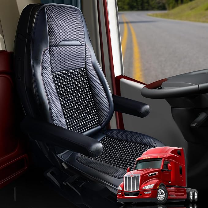 Semi Truck Beaded Seat Covers (1 PC) - Compatible with Freightliner, Peterbilt, Kenworth, Volvo & More - Beaded Cooling Car Seat Cover for Truckers – Truck Driver Seat Cushion