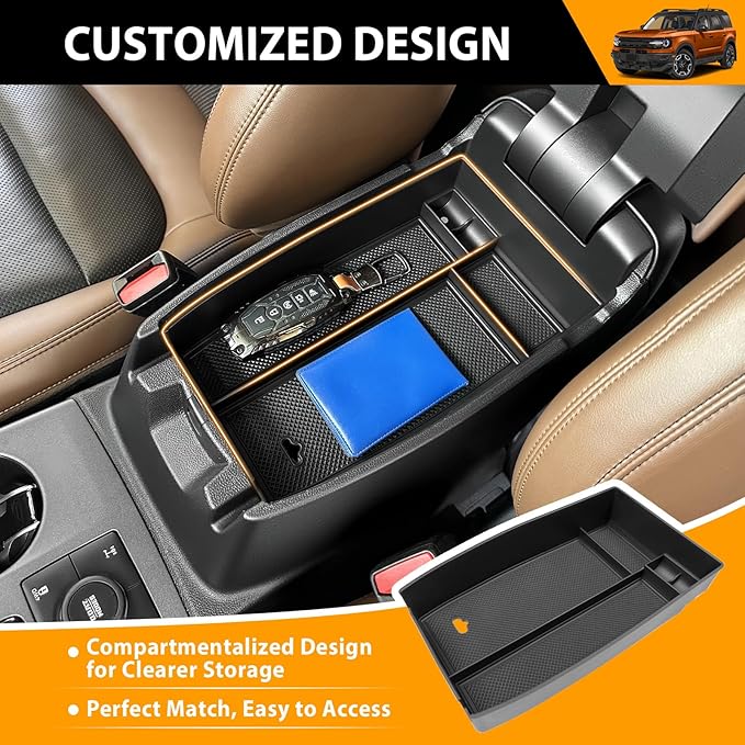 Center Console Organizer Compatible with 2021-2025 Ford Bronco Sport/2020-2025 Ford Escape Armrest Storage Tray Arm Rest Organizer for Bronco Sport/Escape Accessories(Armrest Storage Tray)