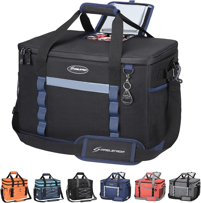 Maelstrom Collapsible Soft Cooler Bag,35/55/75 Cans Beach Cooler with Flip Top Lid, Ice Chest, Leakproof & Portable for Beach, Camping, Road Trips & Grocery Shopping