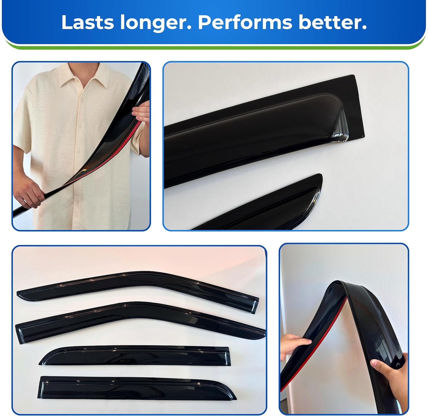KPY Window Visor Compatible with Toyota RAV4 2019-2024, 4PC Rain Guard Side Window Vent Deflectors Tape-On Mugen Style, 2019 2020 2021 2022 2023 2024