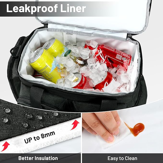 MIER Lunch Box for Men Heavy Duty Insulated Lunch Bag 20 Cans Large Leakproof Soft Cooler Bags with Multiple Pockets for Picnic Work Travel (Dark Gray)