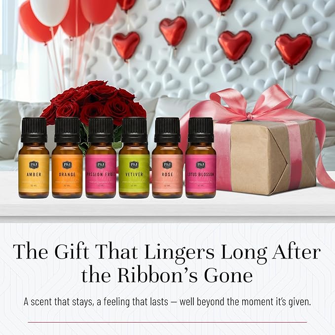 P&J Trading Fragrance Oils for Diffusers for Home Love Set Fragrance Scents for Candle Making - Soap Making Supplies - Car Diffuser Scents - Essential Home Gift Set - Amber, Lotus Blossom & More