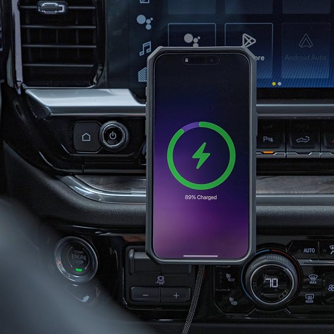ROKFORM Wireless Car Charger, Magnetic Swivel Dash Mount, Compatible with Mag Safe Cases, Adhesive Phone Holder, USB-C to USB-C Cable Included (Black)