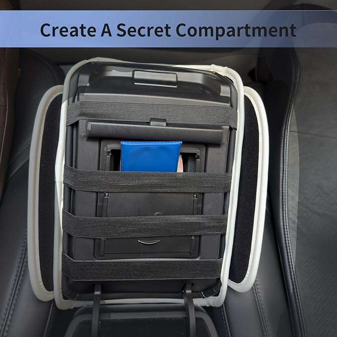 Center Console Cover for Tesla Model 3 2017-2022 2023 2024 or Model Y 2020-2022 2023 2024 Armrest Cover Cushion Pad PU Leather Armrest Seat Box Protector Accessories with Pockets Storage Bag (white)