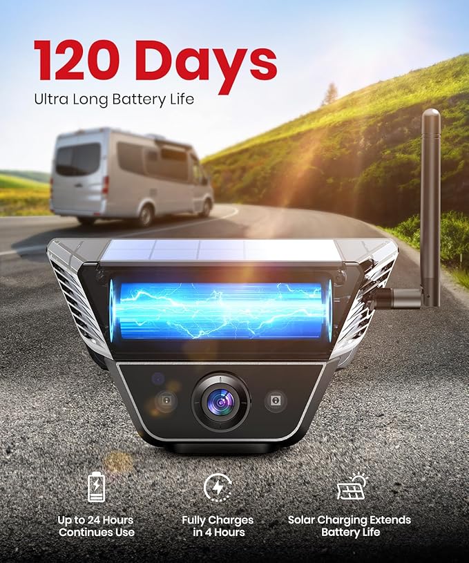 Wireless Backup Camera Solar Magnetic: 5 Inch Anti-Glare HD 1080P Screen, 1Min Quick Magnetic Install, Strong Signal, IP69K Waterproof Back up Camera with Storage Bag for Car, SUV, Truck, Trailer