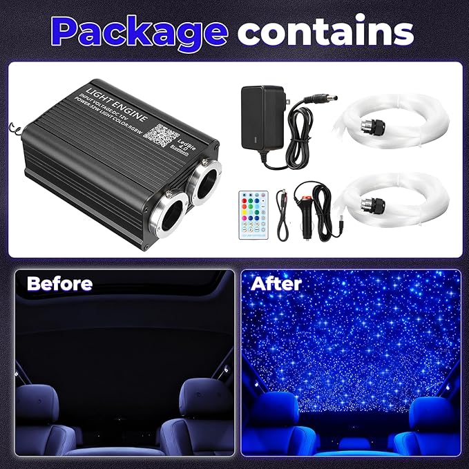 36W Headliner Light Kit, Twinkle Star Lights for Car Decor 1000pcs*0.03in*9.8ft/3m, Fiber Optic Star Ceiling Lights APP/Remote Control for Car Roof Home Ceiling
