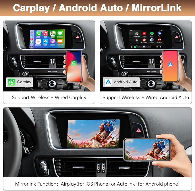for Audi A4/A5/Q5 Wireless Carplay/Android Auto Retrofit Kit Decoder Plug and Play Upgrade Box for A5/A4/Q5 with 2G MMI System 2009-2015