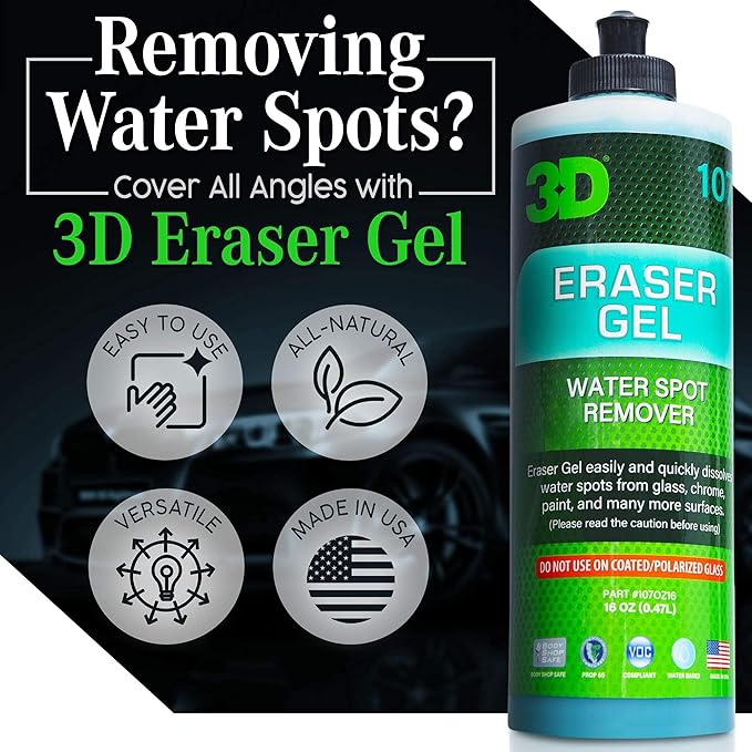 3D Eraser Gel Hard Water Spot Remover Waterless Car Wash Refill – Spot-Free Shine & Effortless Cleaning – Removes Hard Water Stains & Cleans Without Water – 16oz & 1 Gallon