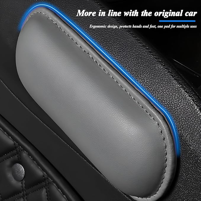 Mandark Car Knee Cushion Pad, Leather Memory Foam Vehicle Door Armrest Pillow for Leg Elbow, Comfort Auto Interior Center Console Thigh Support Mat Accessories, Universal for Most Cars (Gray)