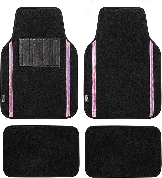 FH Group Universal Fit Car Floor Mats – All-Purpose Carpet Floor Mats & Protectors for Cars, SUVs & Trucks, Durable Automotive Carpet Mats, Pink & Black