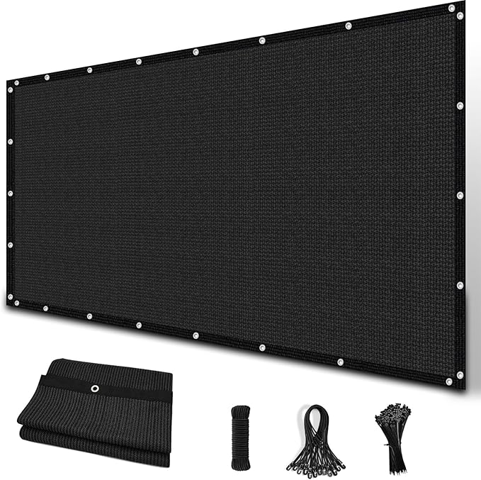 Amagenix 90% Sun Shade Cloth with Grommets, 6' x 20' Pergola Replacement Shade Cover Canopy Privacy Screen for Outdoor Patio Garden, Black (We Customized)