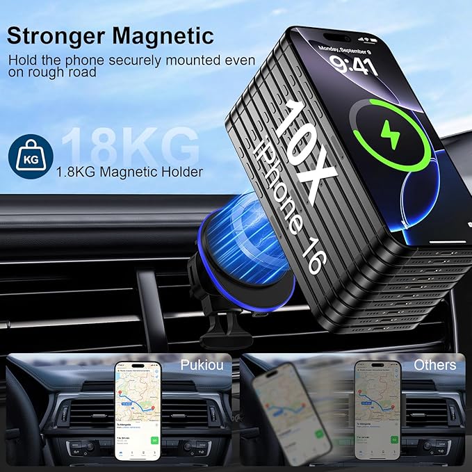 15W MagSafe Car Mount Charger Samsung Android Wireless Car Charger for Samsung Galax S26 Ultra/Z Fold Flip 7/S25 Ultra/S24 FE/S23,Magnetic Air Vent Phone Holder Fast Charging for iPhone 17e,Pixel 10A