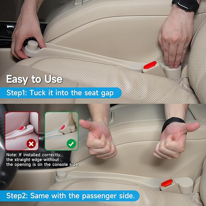 Givifive Car Seat Gap Filler Set of 2, 3IN1 Seat Side Gap Filler Plug with Storage Slot & Hook Function, Soft Foam Universal Fit Car SUV Truck Fill Gap Between Seats Console Organizer（Narrow Ivory）