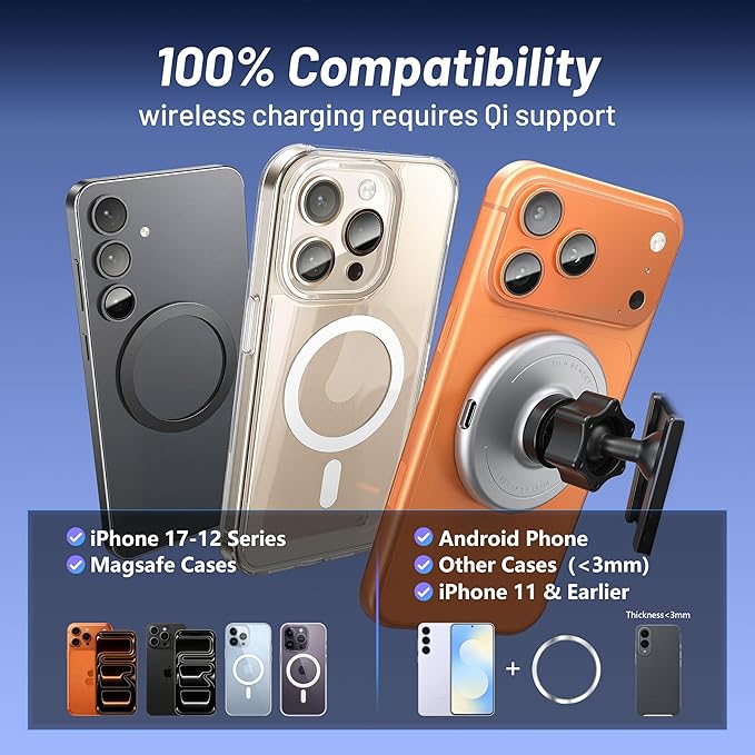 Phone Mount for Nissan Rogue (2021-2024 2025, 8" Screen) / Altima (2019-25) / Sentra (2020-25), 15W Wireless Charger, Magnetic Phone Holder, 360°Magsafe Car Mount, 2022 2023 Nissan Rogue Accessories