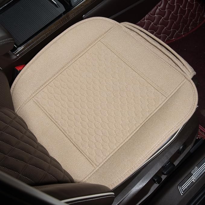 Linen Car Seat Covers,Cooling Bottom Seat Covers for Cars,Universal Car Seat Pad Cushion Breathable,Ventilated Only 1Pc Front Seat