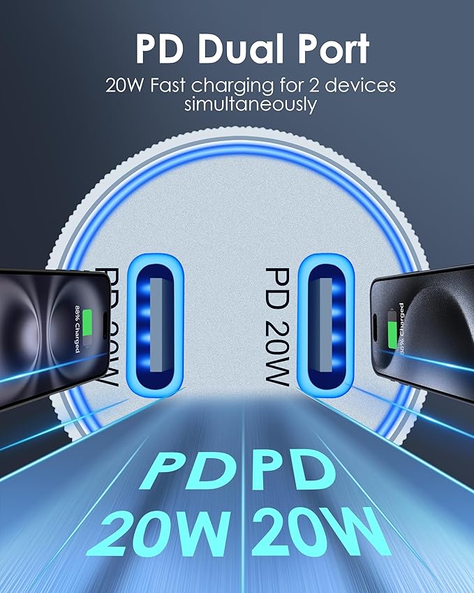 iPhone 17/17 Pro Max Car Charger Fast Charging, 40W Dual Port Fast USB C Car Charger Adapter + Type C Charging Block + 2x3FT USB C Cable Cord for iPhone 17/17 Pro/16/16 Pro Max/15/15 Pro/Plus, iPad