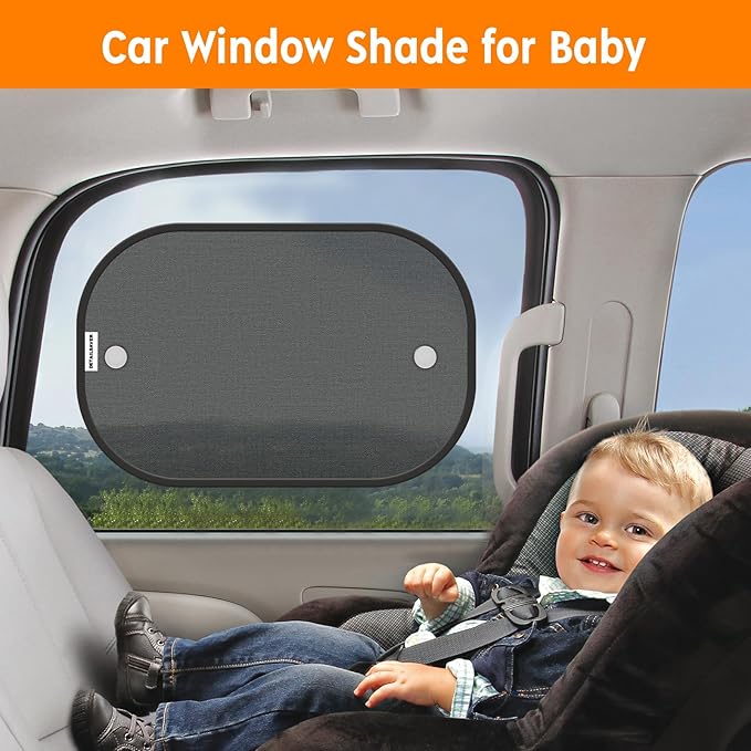 [2026 Upgraded] Car Shades for Side Windows 19"x12"(4 Pack),Sun Shade for Window with 8 Suction Cups,Car Window Shades Can Blocks 99.98% UVR,Window Shade for Baby
