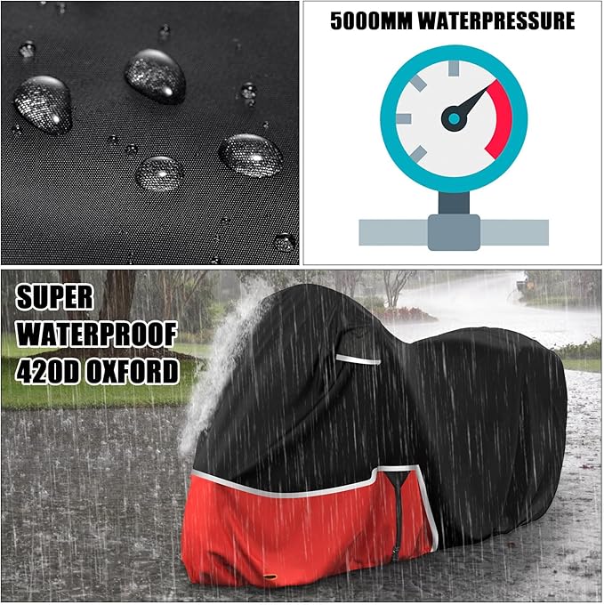 Waterproof Motorcycle Cover Replace for Indian Roadmaster/Pursuit, 420D Oxford Cloth Customized Motorcycle Cover for Snow Rain Dust Protection