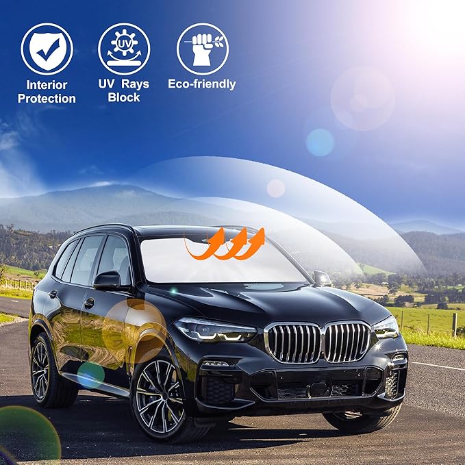 Windshield Sun Shade Custom Fit 2019 2020 2021 2022 2023 2024 2025 2026 BMW X5 Accessories Foldable Sunshade Sun Visor Protector Blocks Sun Rays