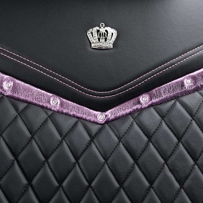 Flying Banner car seat Covers seat Cushions Luxe Fit Faux Leather Easy Installation Vehicles Non Slip Premium (Black Pink, 2 x Front Seat Cover)