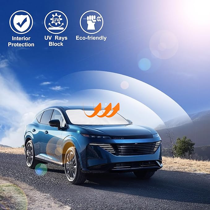 Windshield Sun Shade Custom Fit for 2025 2026 Nissan Murano Accessories Foldable Sunshade Sun Blocker Front Sun Visor Protector Protect Car from Sun Rays & Heat Damage Keep Car Cooler