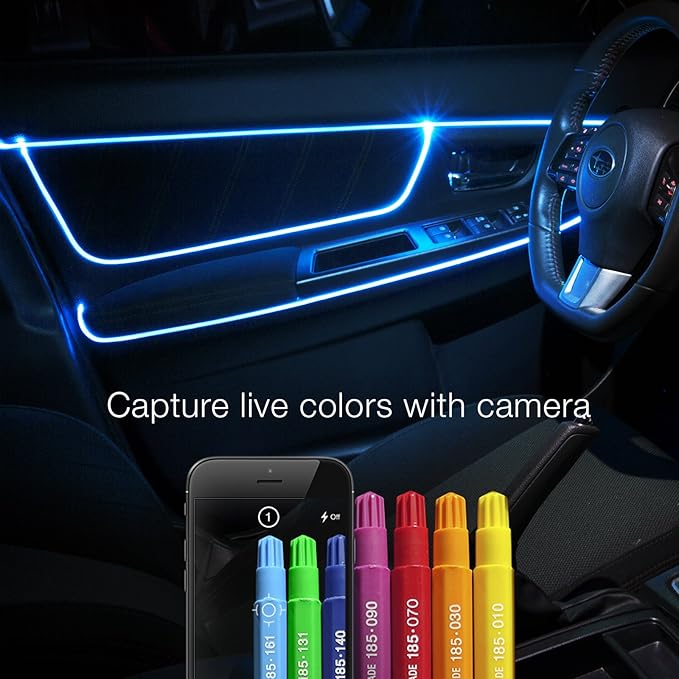 3pc LED Head 6ft Fiber Optic Roll Light Kit XKchrome App Controlled Bluetooth Enabled Automotive Car Truck Dash Door Interior Architectural Home Indoor Accent Flexible w/Mounting Tab 5V Standard