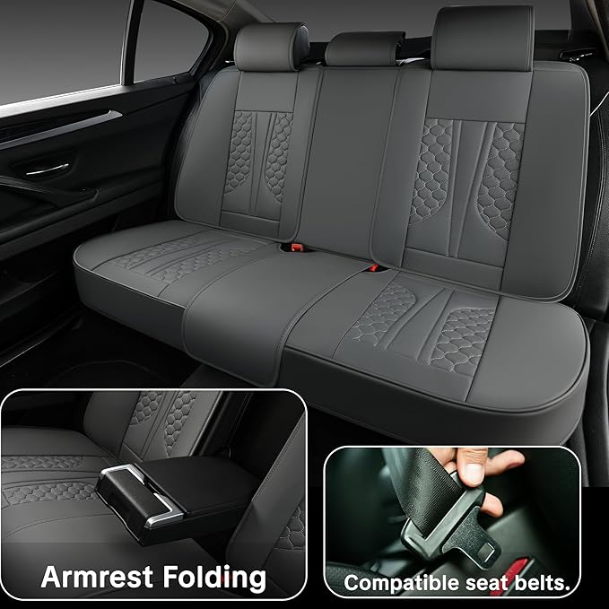 Gray Car Seat Covers for Ford Bronco Sport 2021-2025 Car Seat Cover, Leather, 5 Seats Full Set, with Lumbar Support, Anti-Slip, Beautify Interior, Beautify The Interior of Old Cars