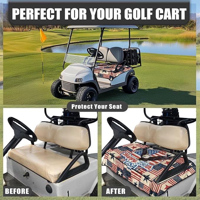 Biyejit Golf Cart Seat Covers with 4 Pockets Golf Cart Seat Towel Blanket Fits 2-Seat Golf Carts, Golf Cart Accessories