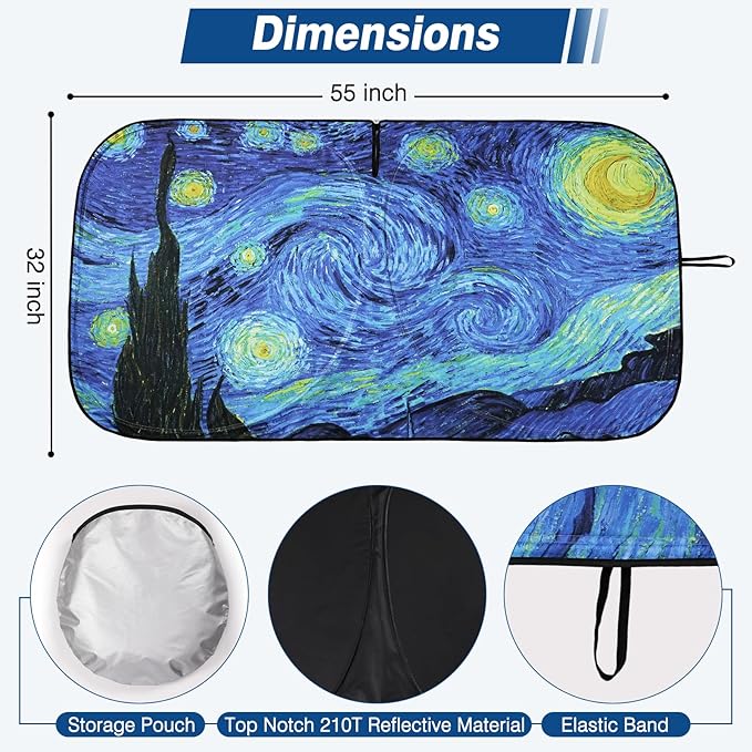 Windshield Sun Shade - Car Sun Shade Windshield, Reflector Sunshade Offers Ultimate Sun Protection for Hatchback, Truck, SUV, MPV