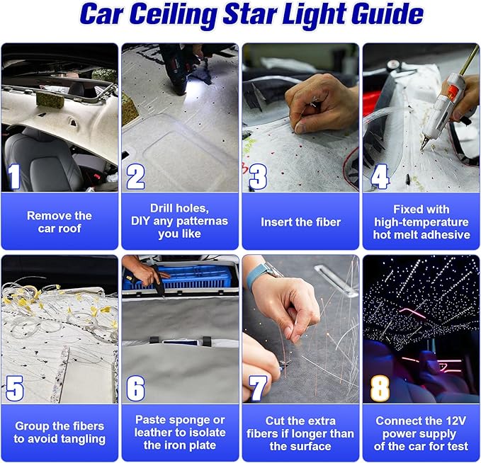 18W Twinkle&Meteor 2 in 1 RGBW Starlight Headliner Kit, 1000pcs*0.03in*9.8ft+96pcs Shooting Star Lights for Car/Home Ceiling, Fiber Optic Lights with Bluetooth APP/Remote Control/Music Effect