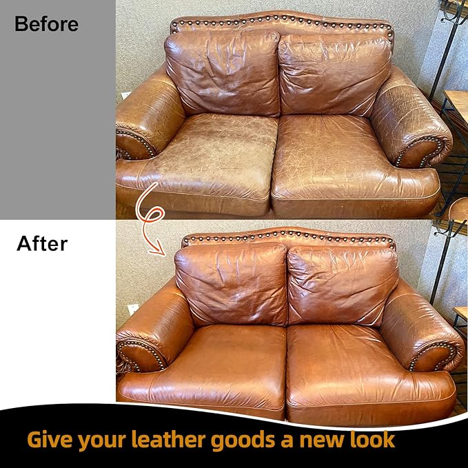 Leather Recoloring Balm, Leather Color Restorer, Leather Restorer for Couches, Leather Scratch Remover, Leather Scratch Repair, Leather Repair Kit for Furniture, Leather Dye (Medium Brown)