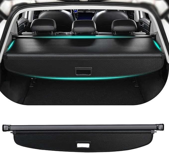 Tecoom Cargo Cover fit for Toyota RAV4 Accessories 2019-2024, Retractable Rear Trunk Cover Luggage Security Shade, Anti-Peeping Privacy Screen Protector, Carbon Fiber Texture