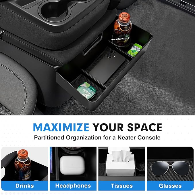 Autorder Center Console Hanging Organizer for 2019-2026 Chevy Silverado/GMC Sierra 1500 & 2020-2026 Chevrolet Silverado/Sierra 2500HD 3500HD Accessories - Split-Bench Folding Seat Only